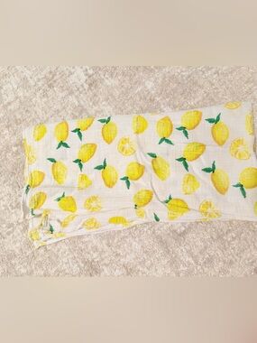 Yellow Lemon Print Kids Muslin Swaddle Blanket
